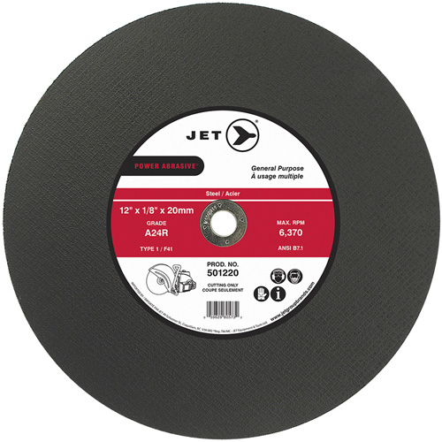 POWER ABRASIVE&reg; Cut-Off Wheel, 12" x 1/8", 20 mm Arbor, Type 1, 6370 RPM Sécurité Médic