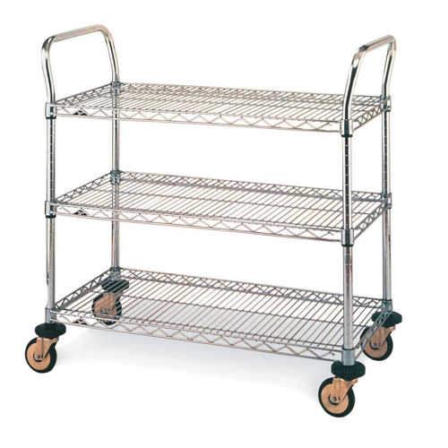 Chariot utilitaire &agrave; usage standard avec tablettes en treillis m&eacute;tallique, Chrom&eacute;, 24" x 39" x 24", Capacit&eacute; 375 lb Sécurité Médic