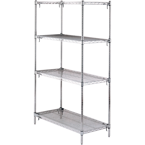 ETAGERE,4 TABL18X36X63,CHROME,800LB/TABL., Tiers 4, 36" la x 63" h x 18" p Sécurité Médic