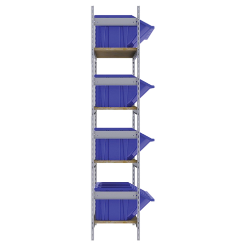 Wide Span Shelving with Jumbo Plastic Bins, Steel, Boltless, 800 lbs. Capacity, 66" W x 72" H x 18" D Sécurité Médic