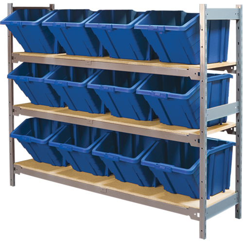 Wide Span Shelving with Jumbo Plastic Bins, Steel, Boltless, 800 lbs. Capacity, 66" W x 60" H x 18" D Sécurité Médic