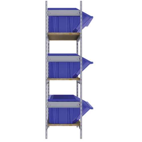 Wide Span Shelving with Jumbo Plastic Bins, Steel, Boltless, 800 lbs. Capacity, 66" W x 60" H x 18" D Sécurité Médic
