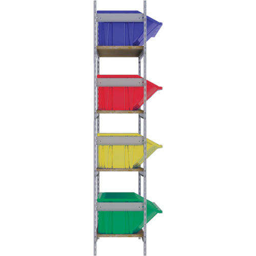 Wide Span Shelving with Jumbo Plastic Bins, Steel, Boltless, 800 lbs. Capacity, 66" W x 72" H x 18" D Sécurité Médic