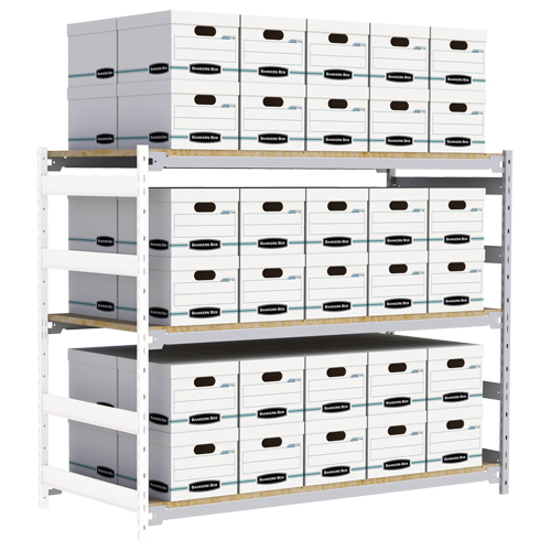 Wide Span Record Storage Shelving, Steel, 3 Shelves, 72" W x 32" D x 60" H, Add-On Kit Sécurité Médic