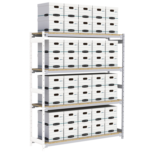 Wide Span Record Storage Shelving, Steel, 4 Shelves, 72" W x 18" D x 84" H, Add-On Kit Sécurité Médic