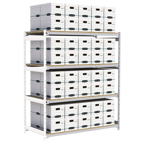 Wide Span Record Storage Shelving, Steel, 4 Shelves, 72" W x 32" D x 84" H, Add-On Kit Sécurité Médic