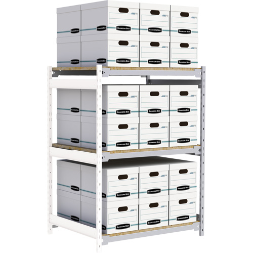 Wide Span Record Storage Shelving, Steel, 3 Shelves, 42" W x 32" D x 60" H, Add-On Kit Sécurité Médic