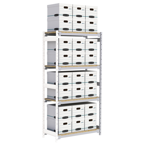 Wide Span Record Storage Shelving, Steel, 4 Shelves, 42" W x 18" D x 84" H, Add-On Kit Sécurité Médic