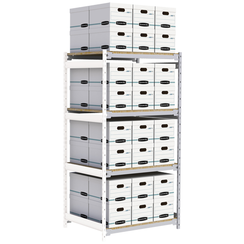 Wide Span Record Storage Shelving, Steel, 4 Shelves, 42" W x 32" D x 84" H, Add-On Kit Sécurité Médic