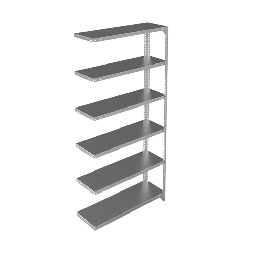 Shelving Unit, Galvanized Steel, Slotted Angle, 400 lbs. Capacity, 36" W x 72" H x 12" D Sécurité Médic