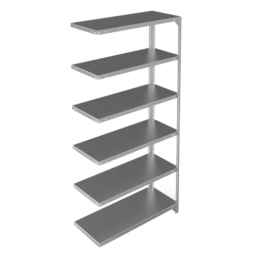 Shelving Unit, Galvanized Steel, Slotted Angle, 400 lbs. Capacity, 36" W x 72" H x 15" D Sécurité Médic