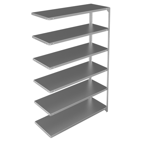 Shelving Unit, Galvanized Steel, Slotted Angle, 275 lbs. Capacity, 48" W x 72" H x 18" D Sécurité Médic