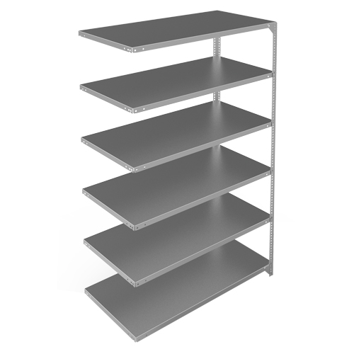 Shelving Unit, Galvanized Steel, Slotted Angle, 275 lbs. Capacity, 48" W x 72" H x 24" D Sécurité Médic