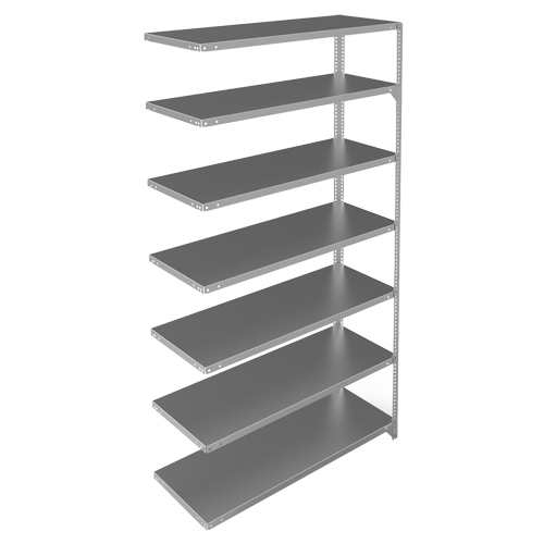 Shelving Unit, Galvanized Steel, Slotted Angle, 275 lbs. Capacity, 48" W x 84" H x 18" D Sécurité Médic