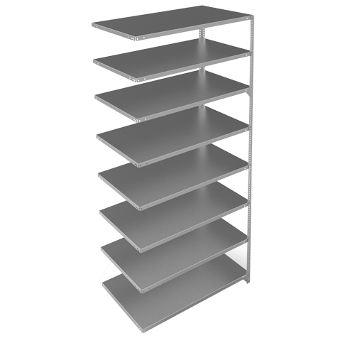 Shelving Unit, Galvanized Steel, Slotted Angle, 275 lbs. Capacity, 48" W x 96" H x 24" D Sécurité Médic