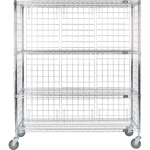 Enclosed Wire Shelf Cart, Chrome Plated, 60" x 69" x 18", 800 lbs. Capacity Sécurité Médic