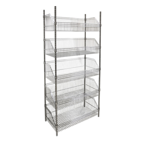 Wire Basket Shelving Unit, 5 Tiers, 48" W x 74" H x 24" D Sécurité Médic