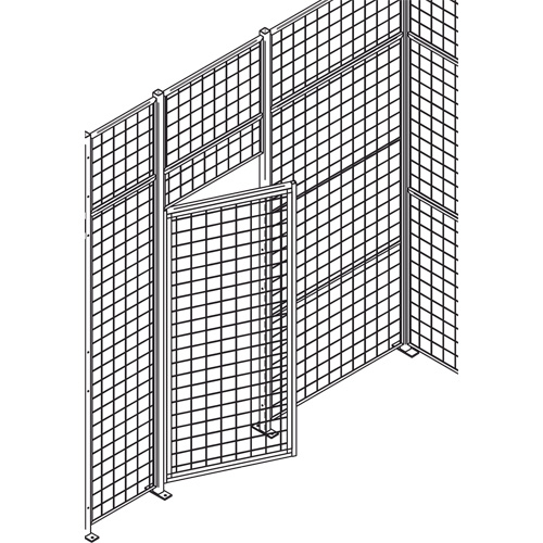 Wire Mesh Partition Swing Door with Wicket, 4' W x 7' H Sécurité Médic