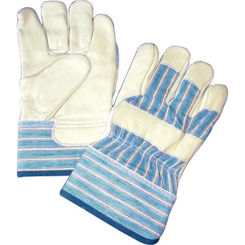 Lined Gloves, One Size, Grain Cowhide Palm, Cotton Fleece Inner Lining Sécurité Médic