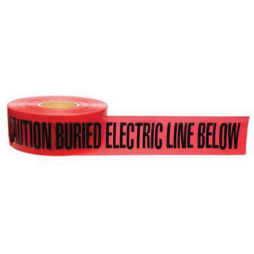 Ruban d'avertissement de danger souterrain Buried Electric Line Identoline, 3" la x 1000' lo, Noir/rouge Sécurité Médic
