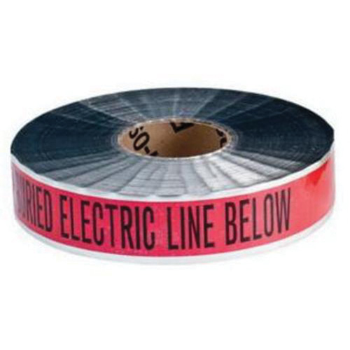 Ruban d'avertissement de danger souterrain Electric Line Identoline, 2" la x 1000' lo, Noir/rouge Sécurité Médic