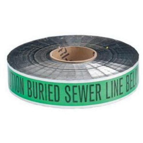 "Sewer Line" Identoline&reg; Underground Warning Tape, 2" W x 1000' L, Black on Green Sécurité Médic