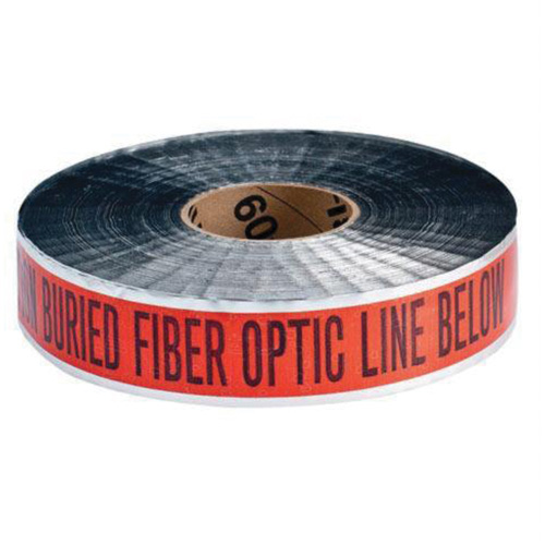 Ruban d'avertissement de danger souterrain Fiber Optic Line Identoline, 2" la x 1000' lo, Noir/orange Sécurité Médic