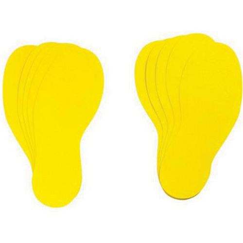 &eacute;tiquettes pour marquage des planchers, Empreinte de pas, 12" lo x 3,75" la, Jaune, Vinyle Sécurité Médic