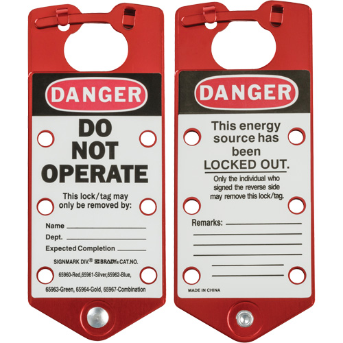 Labeled Lockout Hasp, Red Sécurité Médic