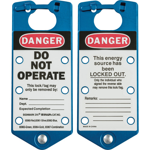 Labeled Lockout Hasps, Blue Sécurité Médic