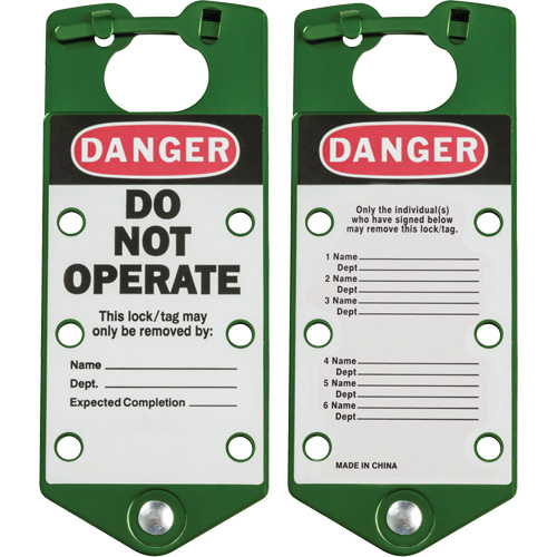 Labeled Lockout Hasps, Green Sécurité Médic