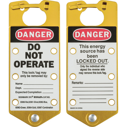 Labeled Lockout Hasps, Yellow Sécurité Médic