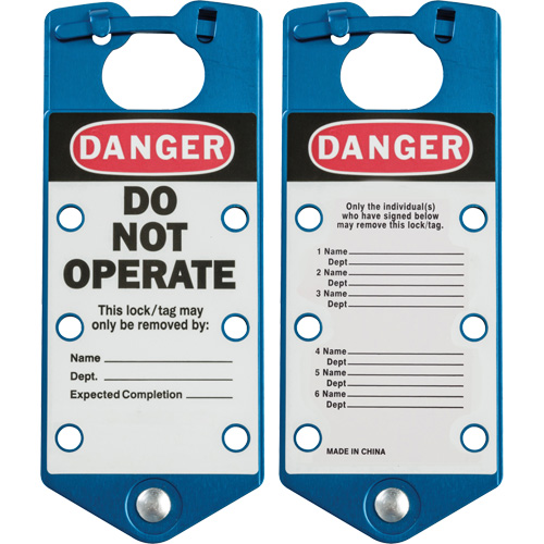 Labeled Lockout Hasps, Blue Sécurité Médic