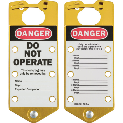 Labeled Lockout Hasps, Yellow Sécurité Médic