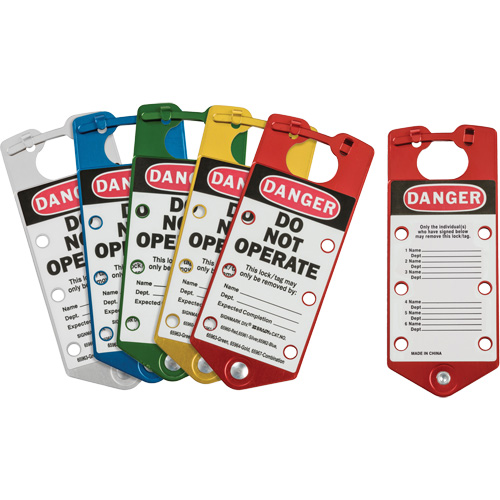 Labeled Lockout Hasps, Blue/Green/Red/Silver/Yellow Sécurité Médic