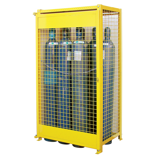 Gas Cylinder Cabinets, 10 Cylinder Capacity, 44" W x 30" D x 74" H, Yellow Sécurité Médic
