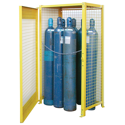 Gas Cylinder Cabinets, 10 Cylinder Capacity, 44" W x 30" D x 74" H, Yellow Sécurité Médic