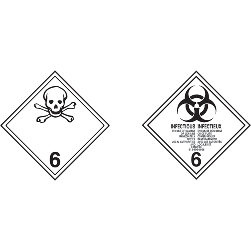 TDG Shipping Labels, Class 6.1, Toxic Substances, Vinyl Sécurité Médic
