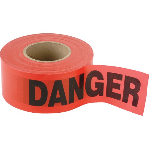 Standard Smaller Barricade Tape, English, 3" W x 300' L, 2 mils, Black on Red Sécurité Médic
