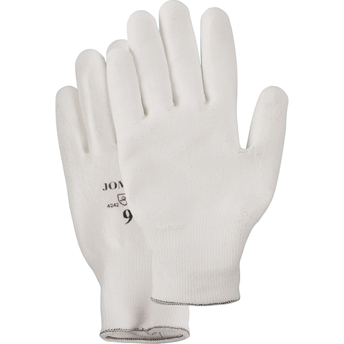 White Knit Palm Coated Gloves, Size Small/7, Polyurethane Coated, HPPE Shell, EN 388 Level 2 Sécurité Médic