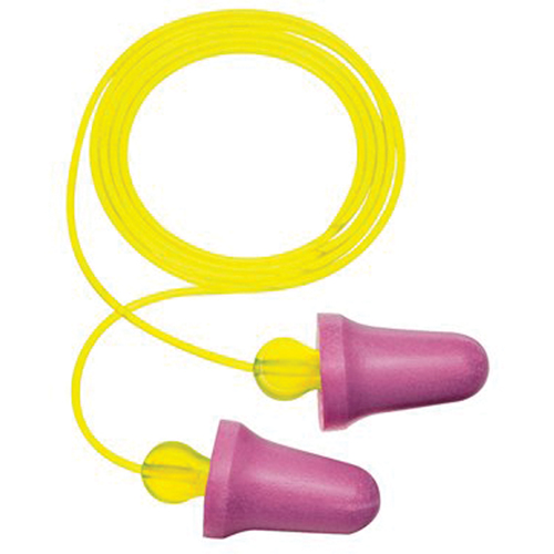 Bouchons d'oreilles en mousse sans contact E-A-R, Paire - Sac en poly, Avec cordon Sécurité Médic