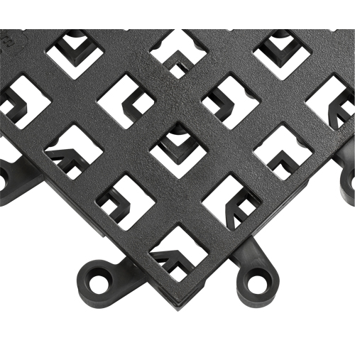 ErgoDeck&reg; Mat No. 560, PVC, 1-1/2' W x 1-1/2' L, 7/8" Thick, Black Sécurité Médic