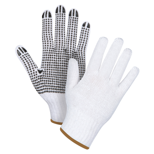 Dotted String Knit Gloves, Poly/Cotton, Single Sided, 7 Gauge, Large Sécurité Médic