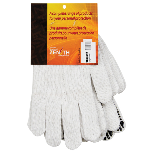 Gants tricot&eacute;s &agrave; pois, Poly/coton, Un c&ocirc;t&eacute;, Calibre 7, Grand Sécurité Médic