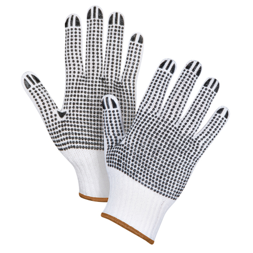 Double-Sided Dotted String Knit Gloves, Poly/Cotton, Double Sided, 7 Gauge, Large Sécurité Médic
