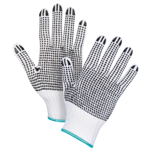 Double-Sided Dotted String Knit Gloves, Poly/Cotton, Double Sided, 7 Gauge, X-Large Sécurité Médic