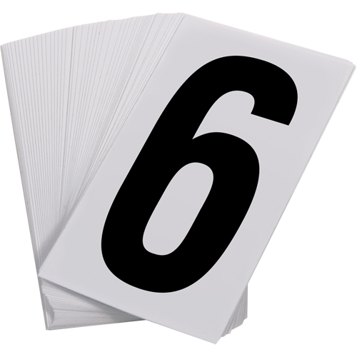 Num&eacute;ros autocollants, 6, 3-1/2" h, Noir sur blanc Sécurité Médic