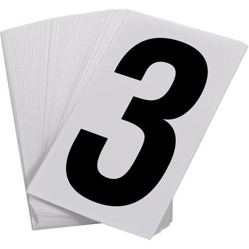 Pressure Sensitive Numbering, 3, 3-1/2" H, Black on White Sécurité Médic