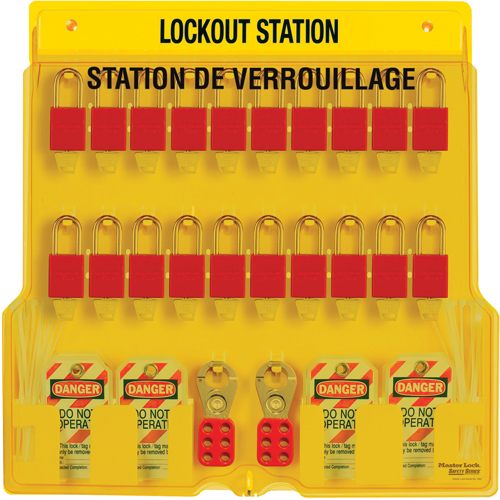 Station de verrouillage, Cadenas Thermoplastique, Capacit&eacute; de 20, Cadenas Compris Sécurité Médic