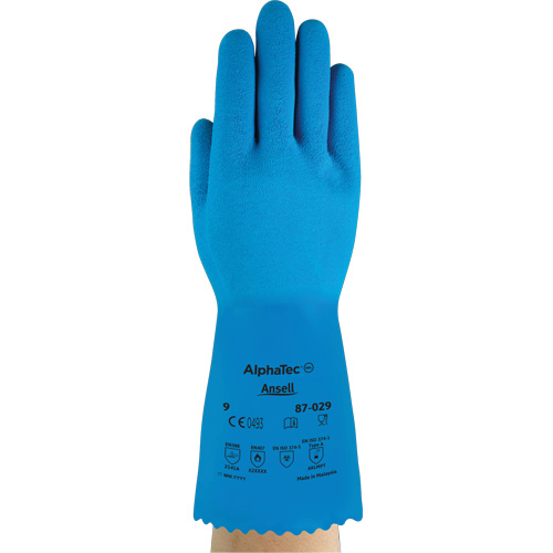 Gants AlphaTec 87-029, Taille T-Grand/10, 13" lo, Latex de caoutchouc, Doublure en Nylon, 50 mils Sécurité Médic